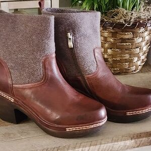 Antelope leather boots brown knit collar mare
